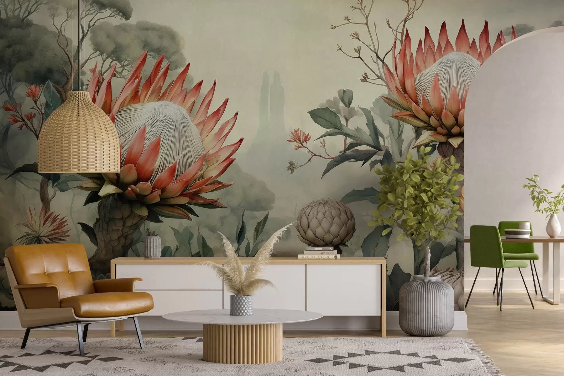 murales de pared Grandes flores tropicales w08805
