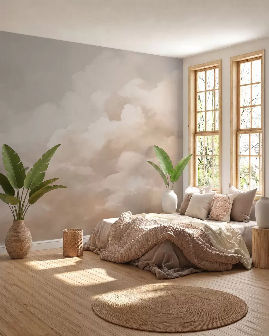murales de pared Nubes crema abultadas w03136