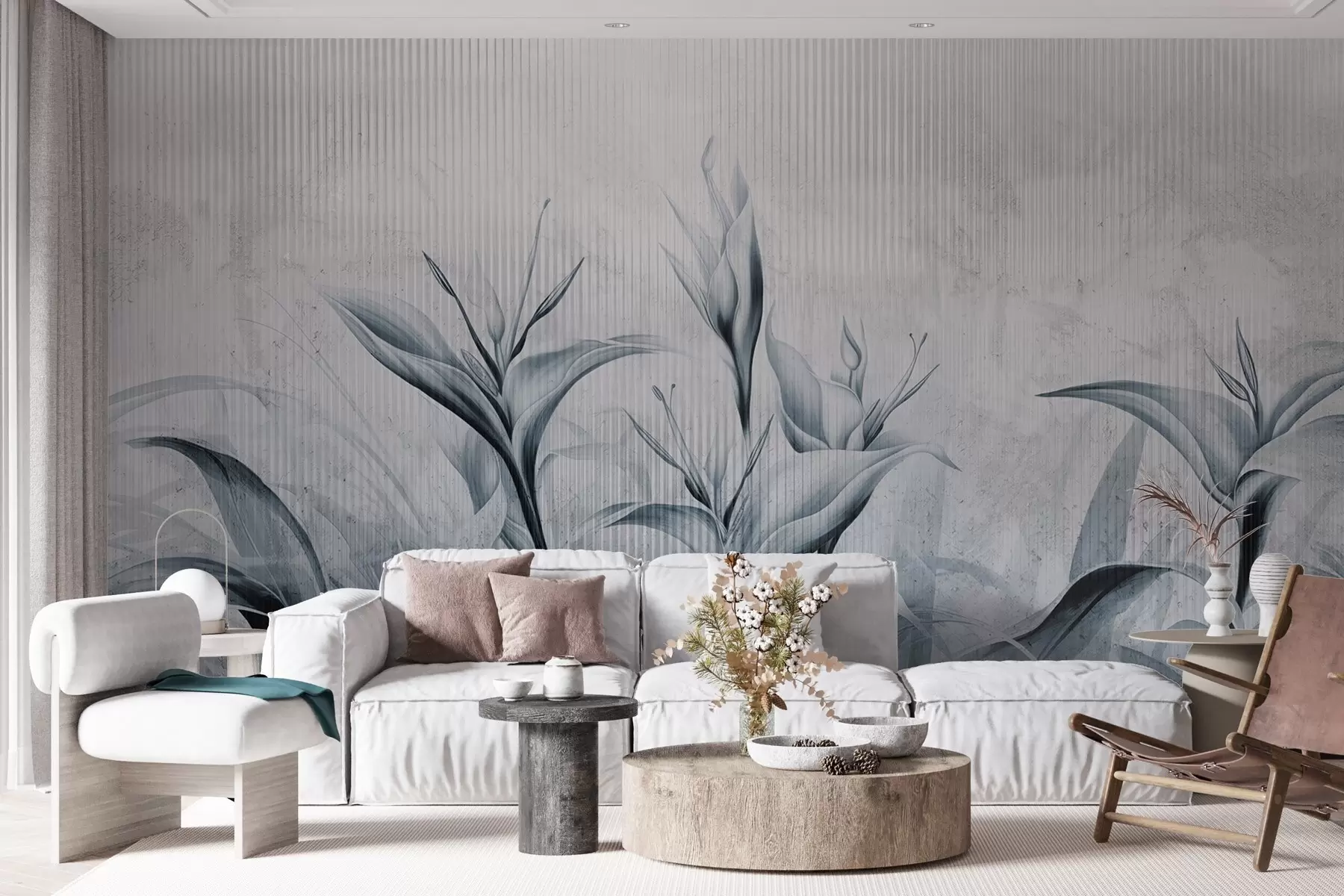 murales de pared Hojas de estilo art nouveau w03212v2