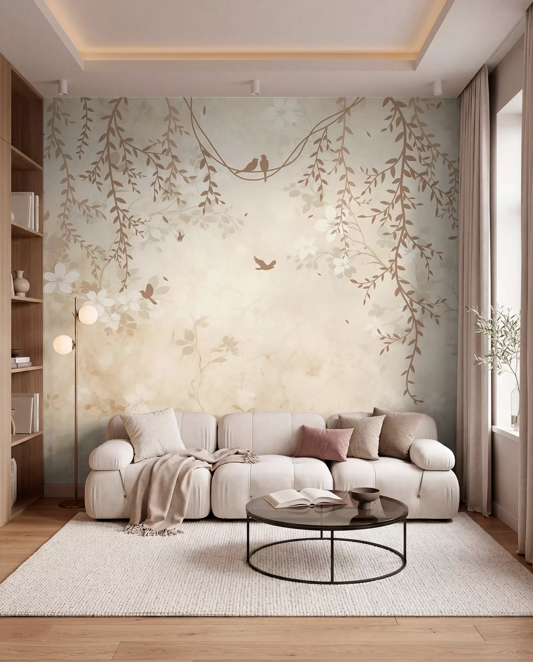 murales de pared Aves entre hojas colgantes w08809