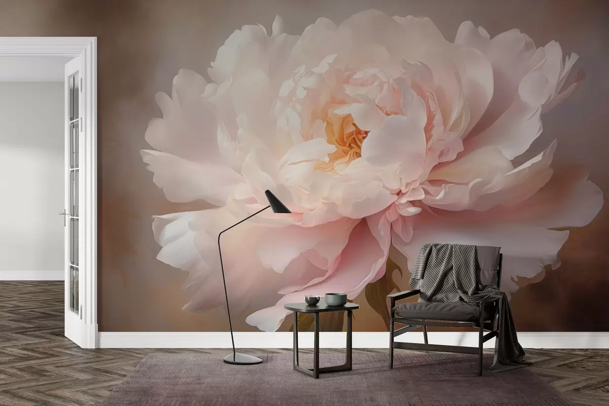 murales de pared Flor de peonía en una delicada paleta de colores w03247