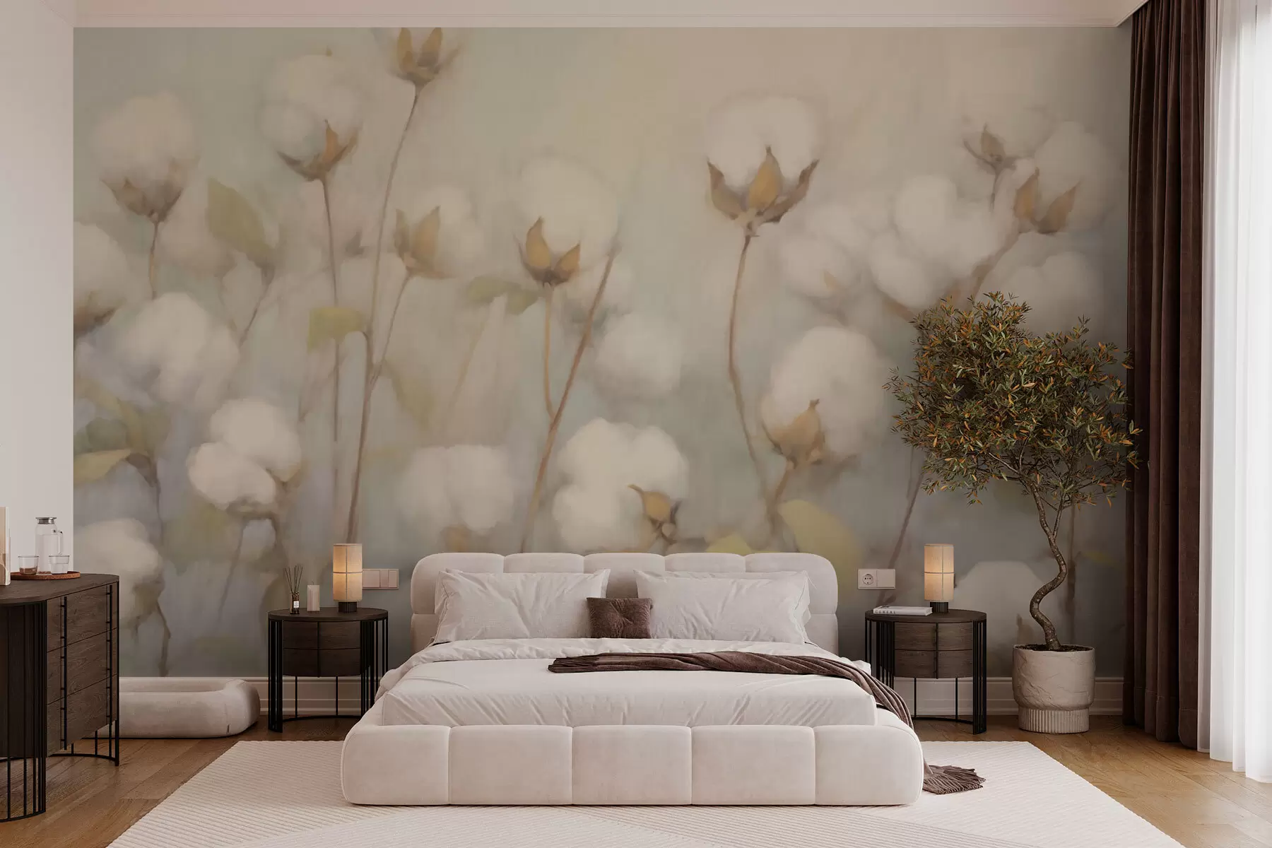 murales de pared Flores de algodón w03220