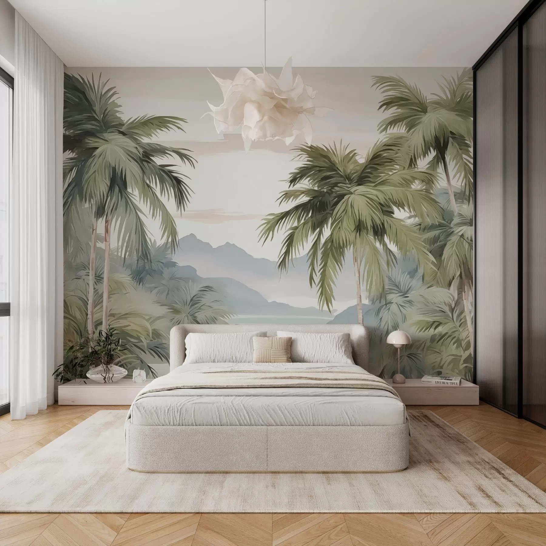 murales de pared Acuarela imitación palmeras w03267