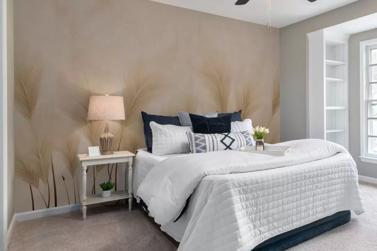 murales de pared Plantas de junco sobre fondo beige envejecido w08858