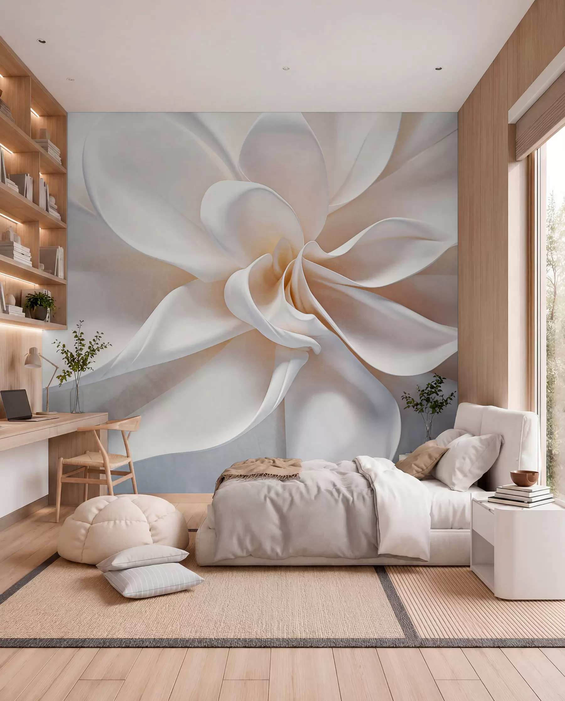 murales de pared Flor marfil que se abre w08868