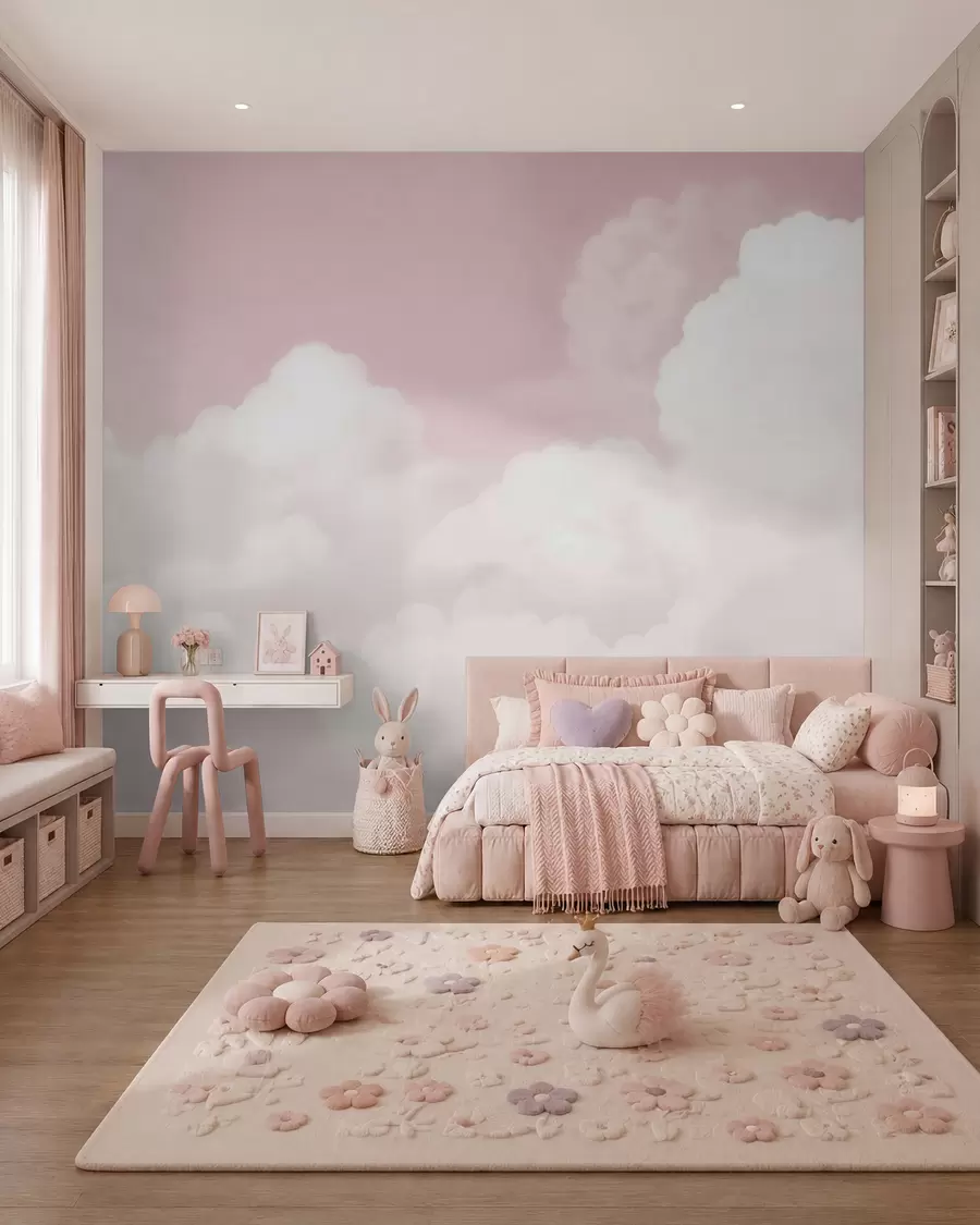 murales de pared Nubes en rosa empolvado w03301
