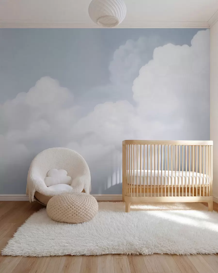 murales de pared Nubes en azul empolvado w03301v1