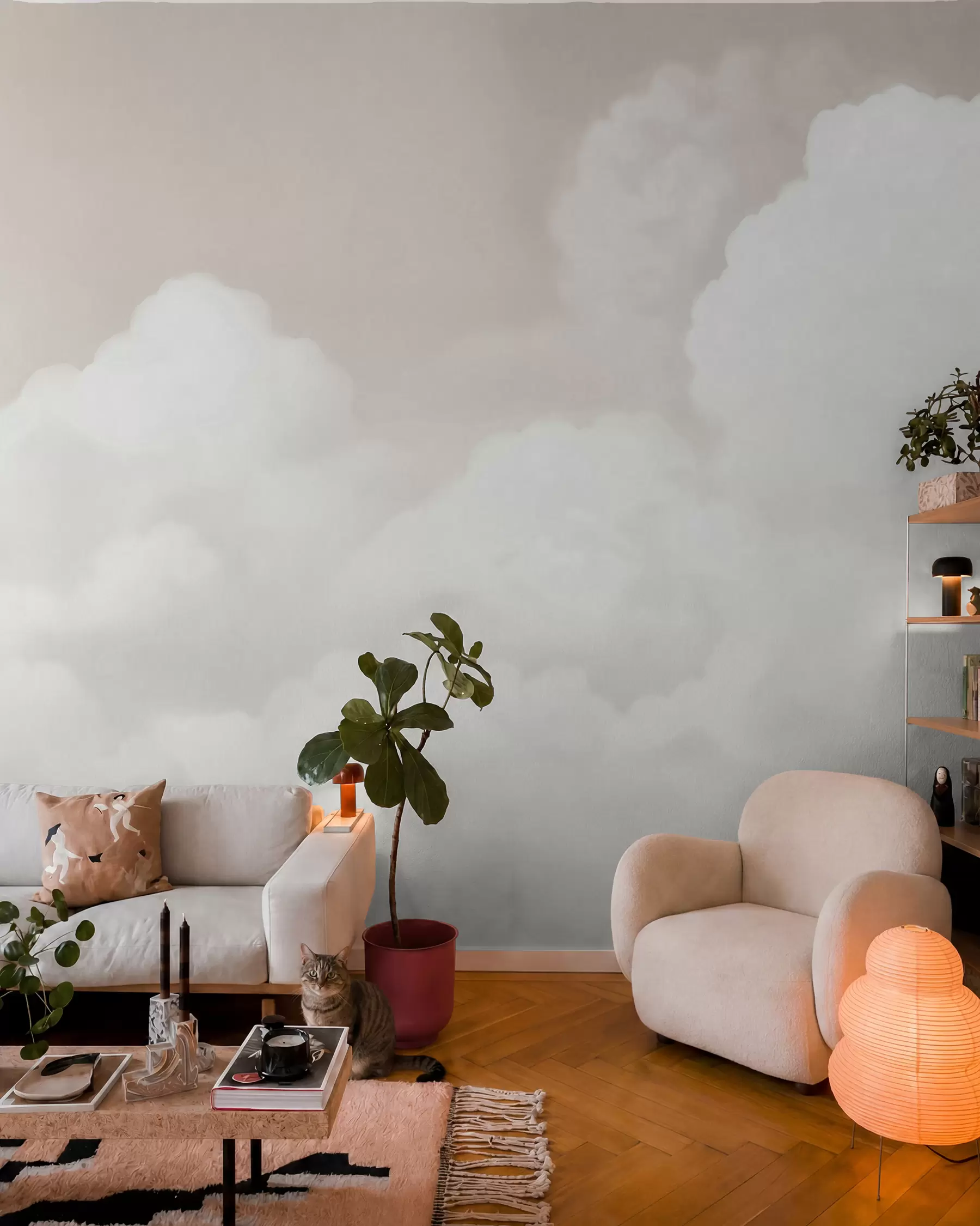 murales de pared Nubes color crema w03301v2