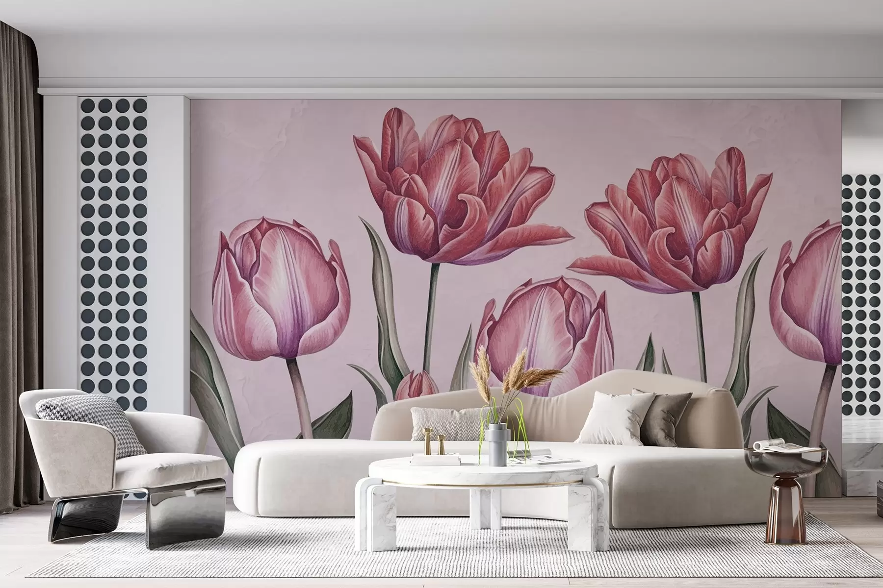 murales de pared Tulipanes rosas grandes w03329