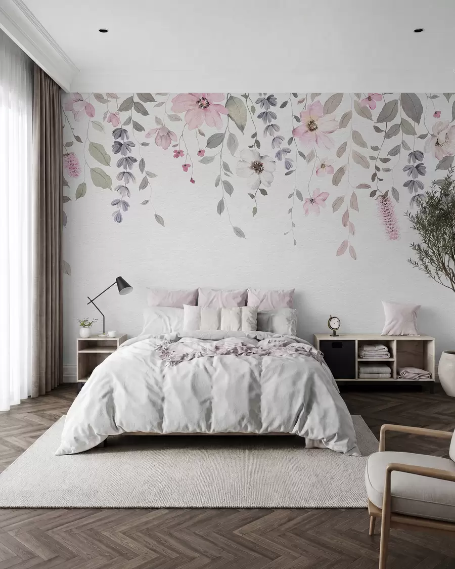 murales de pared Guirnaldas de flores rosas w03315