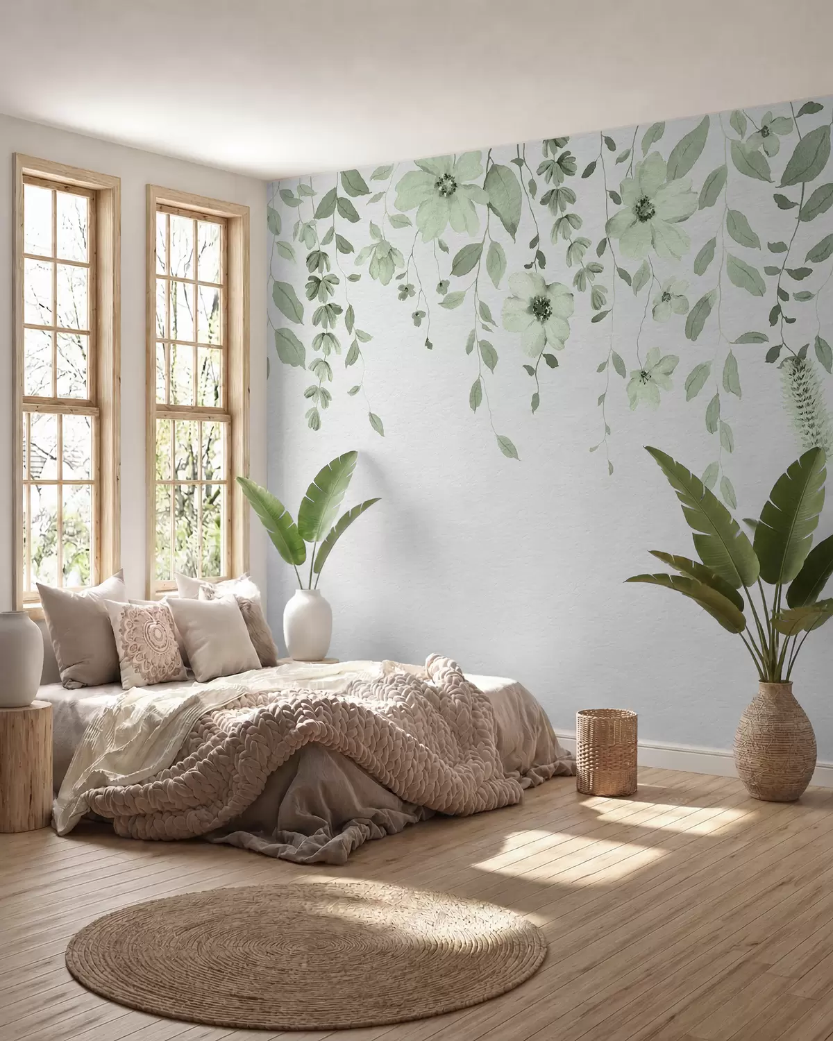 murales de pared Flores colgantes en verde w03315v2