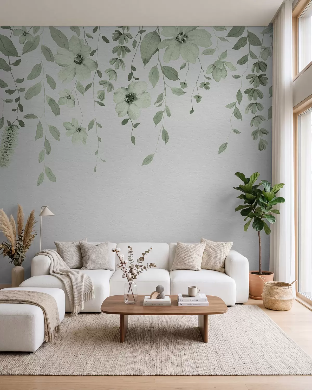 murales de pared Flores colgantes en verde w03315v2