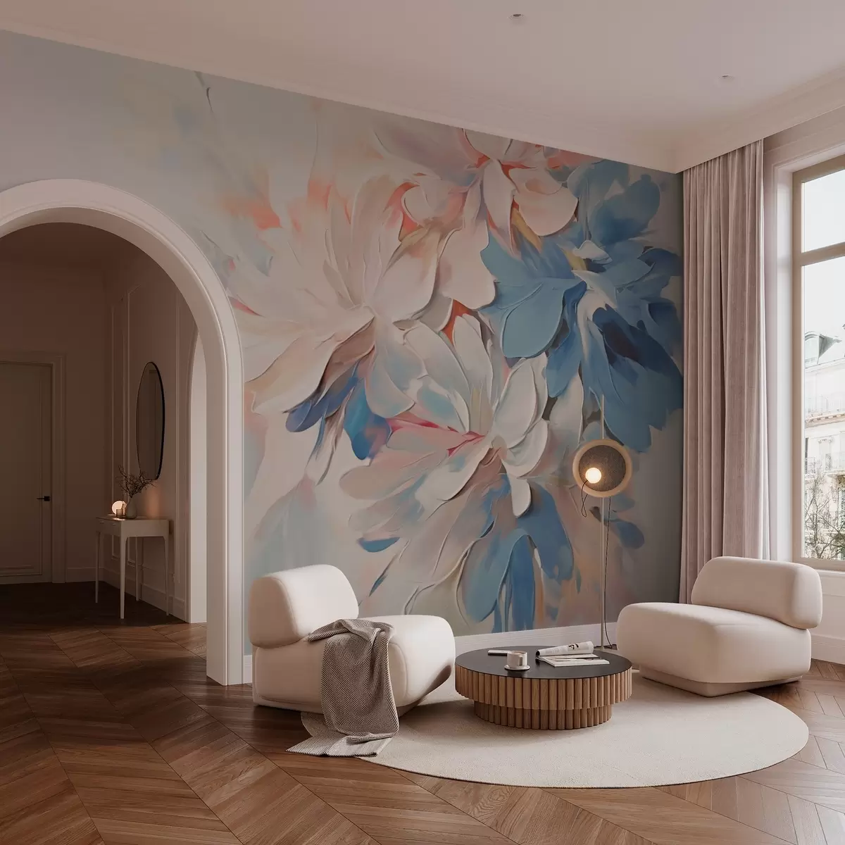murales de pared Flores abstractas imitación pinceladas w03352