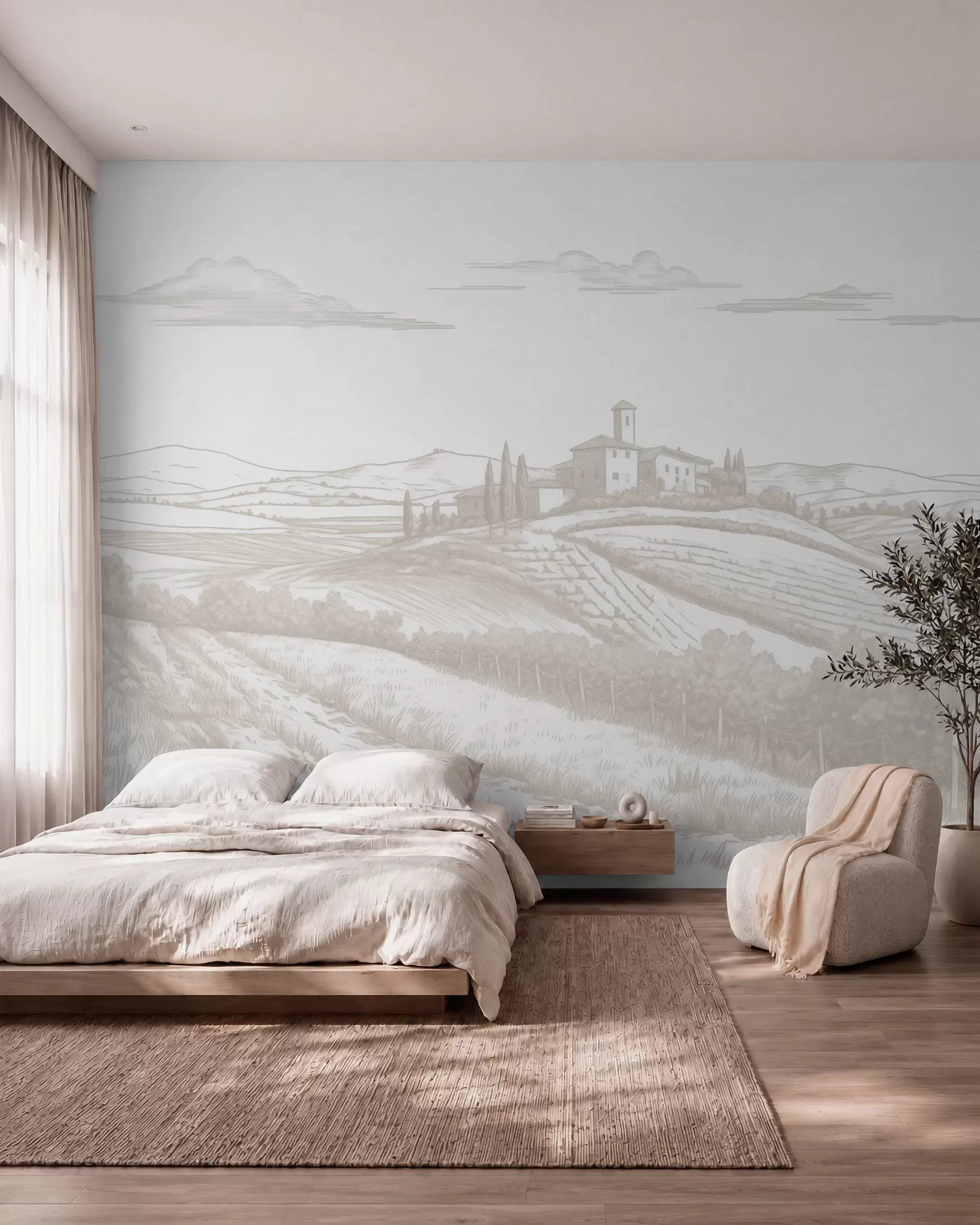 murales de pared Boceto de viñedos w03349
