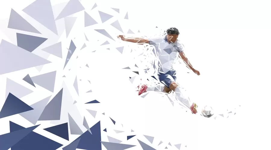 murales de pared Futbolista dinámico con un estilo poco polvoriento, golpeando el balón w03289