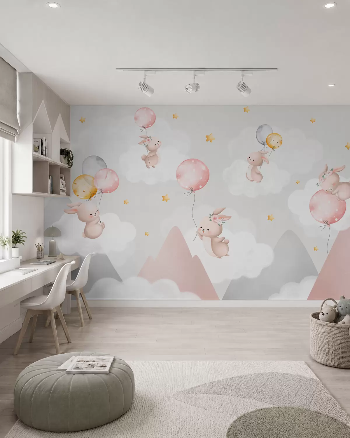 murales de pared Conejitos sobre las montañas w03375