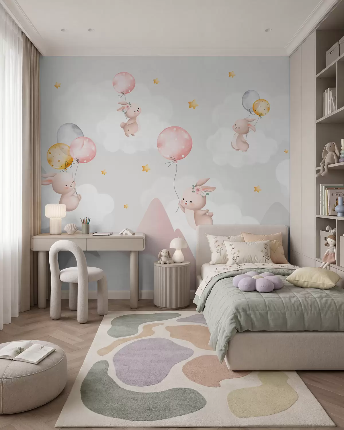 murales de pared Conejitos sobre las montañas w03375