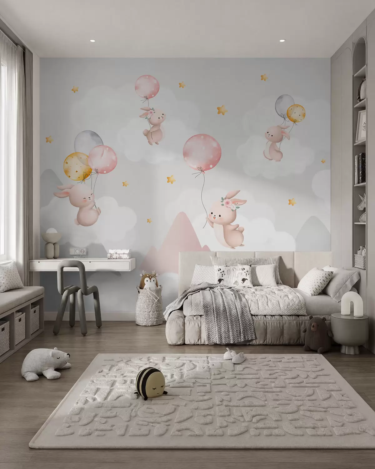 murales de pared Conejitos sobre las montañas w03375