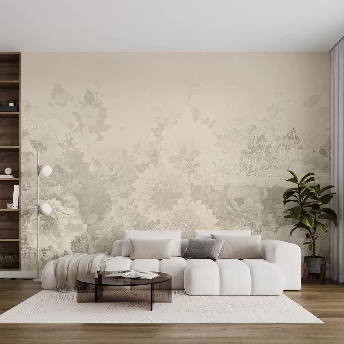 murales de pared Flores delicadas, monocolor y vintage w08925v2