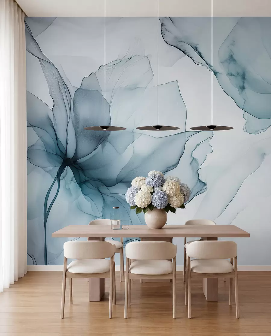 murales de pared Flores en azul pizarra w03406v2
