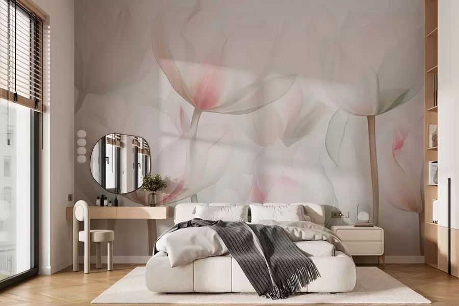 murales de pared Delicados tulipanes en colores pastel w03442v1