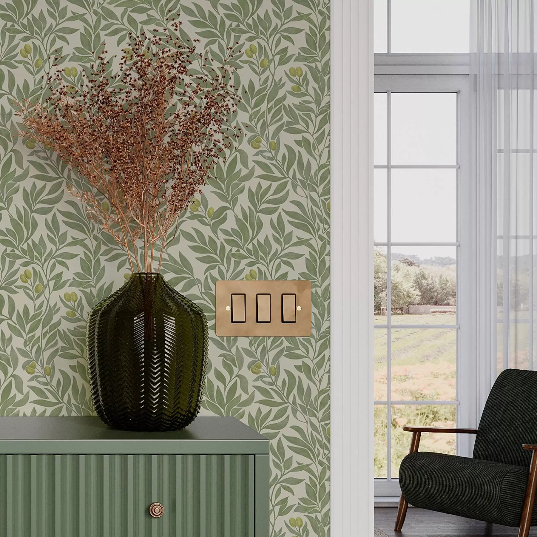 murales de pared Ramas de olivo verde a00026