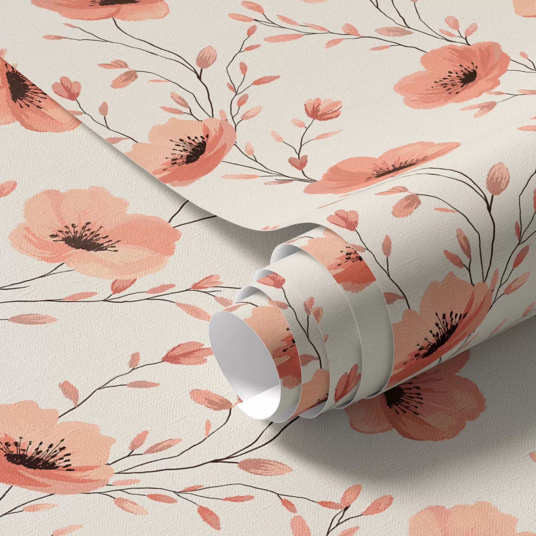 murales de pared Amapolas rosas en tallos a00083