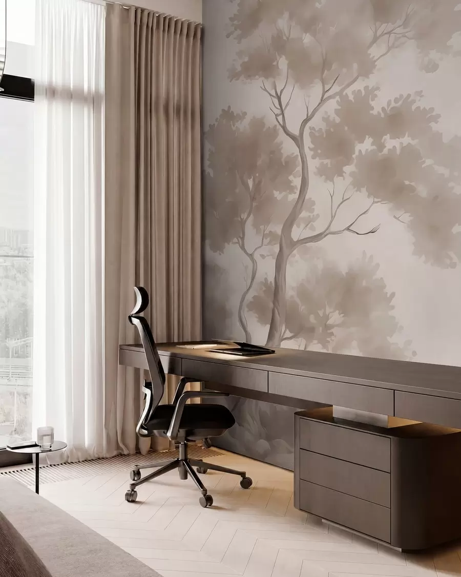 murales de pared Árbol imitación de acuarela difuminada w03471v1