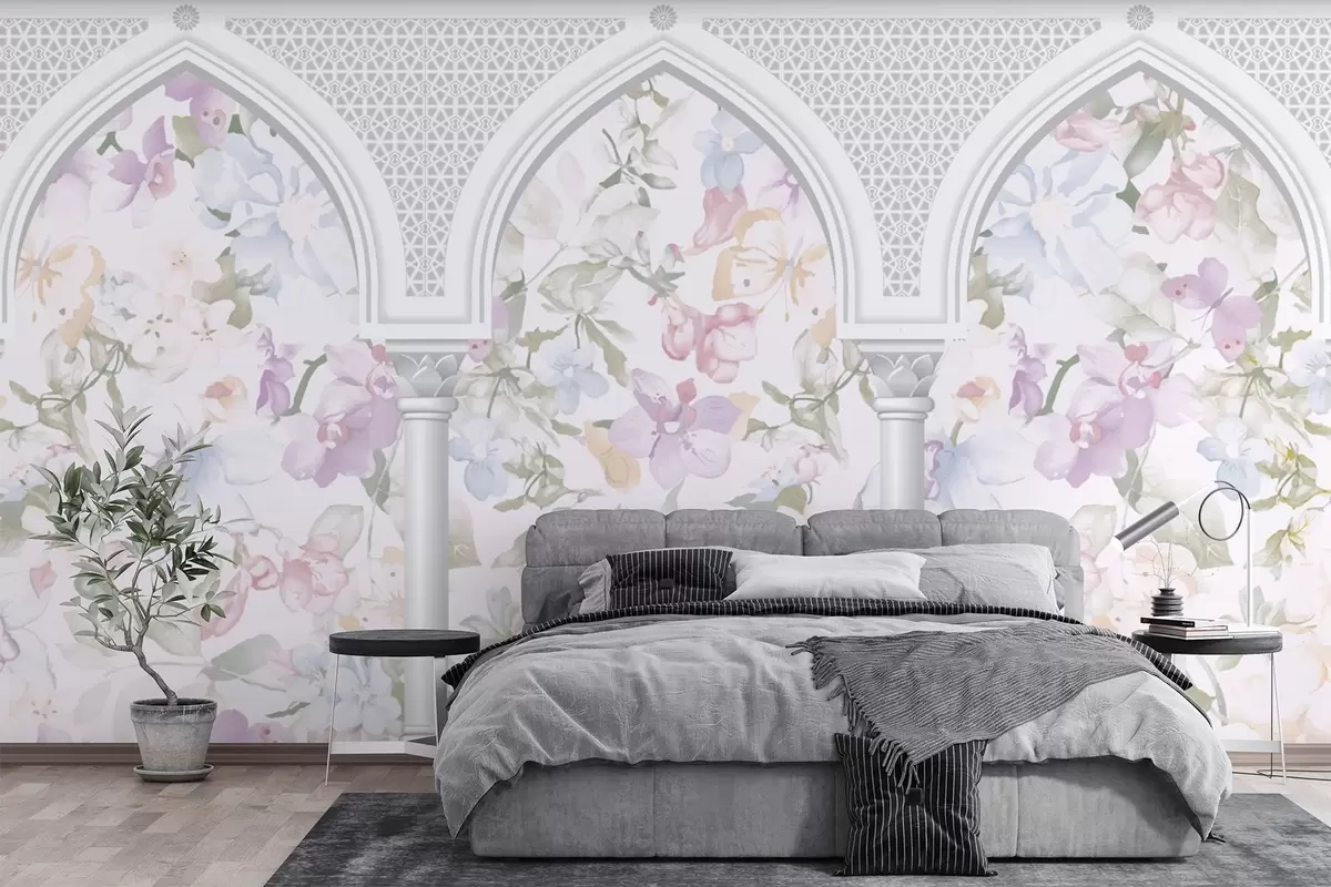 murales de pared Flores detrás del arco w03480