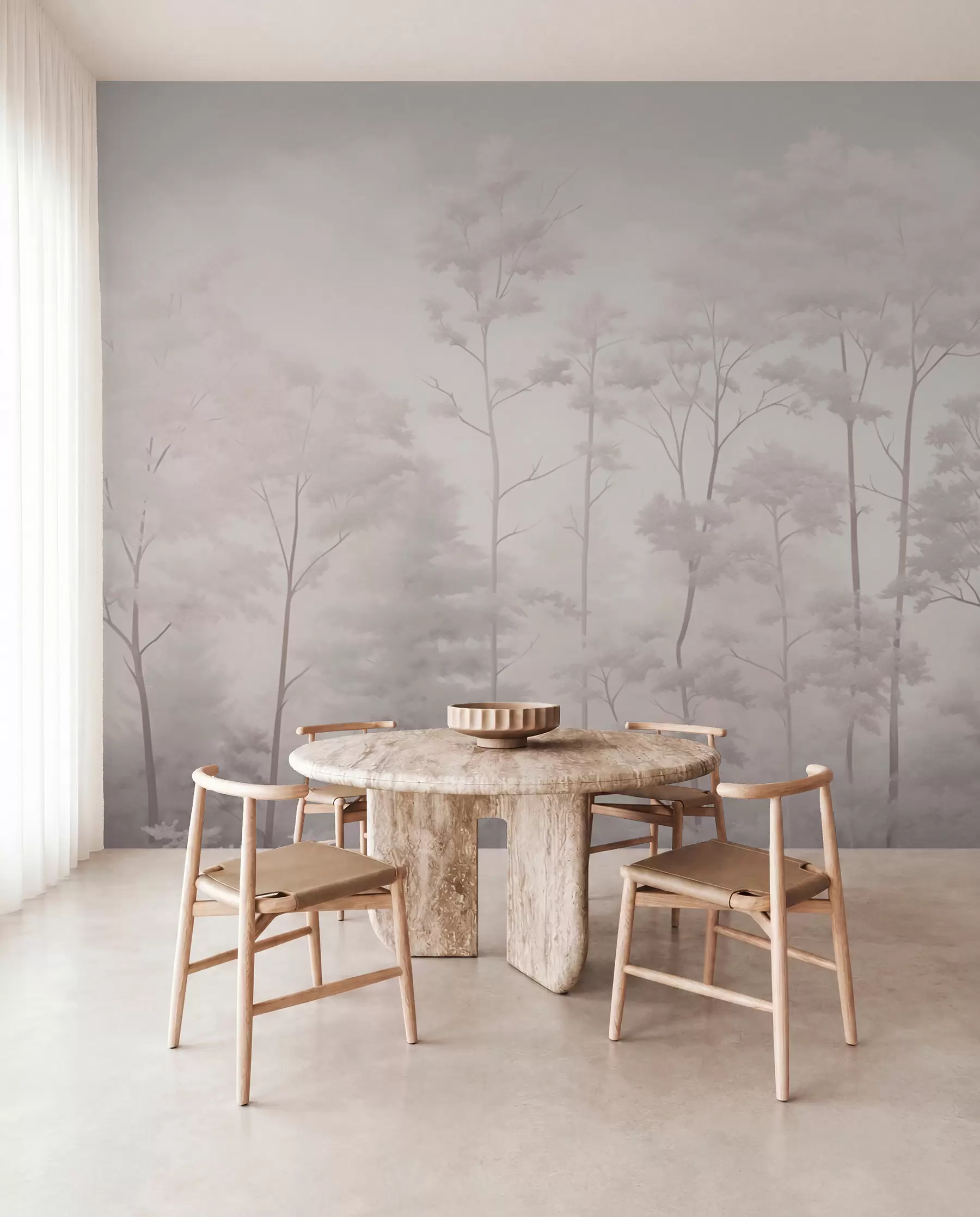 murales de pared Bosque de moda en delicados colores pastel claros w03525
