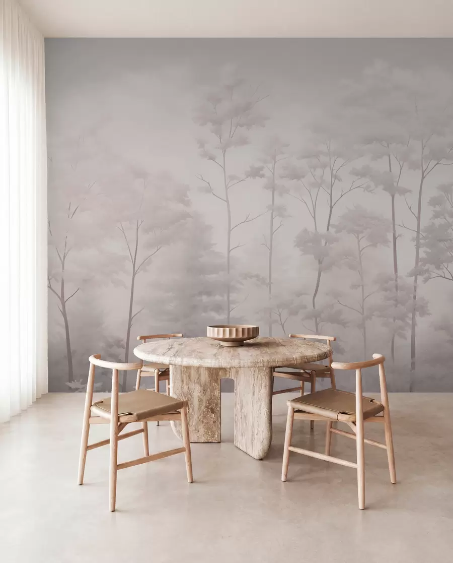 murales de pared Bosque de moda en delicados colores pastel claros w03525