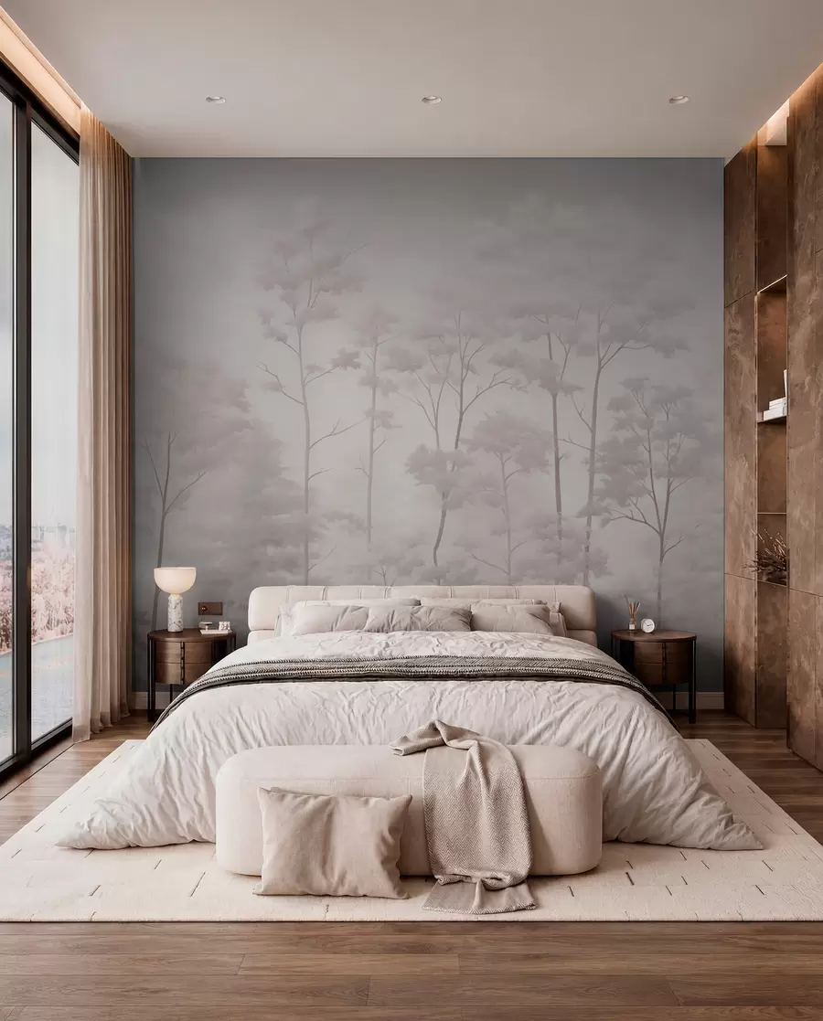 murales de pared Bosque de moda en suaves colores pastel w03525v1