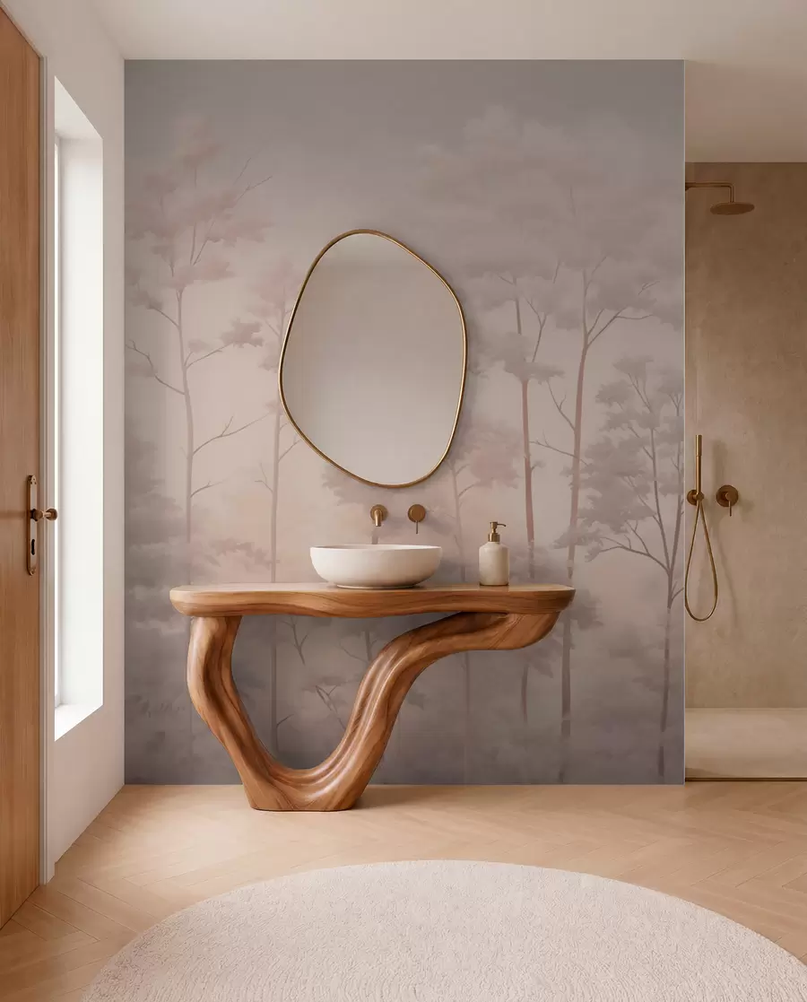 murales de pared Bosque de moda en suaves colores pastel w03525v1