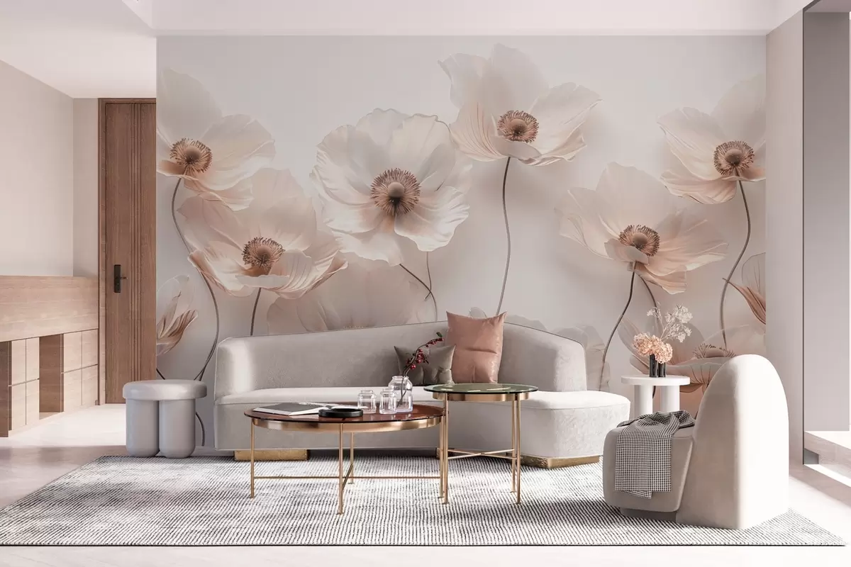 murales de pared Flores delicadas en tonos pastel w03518v1