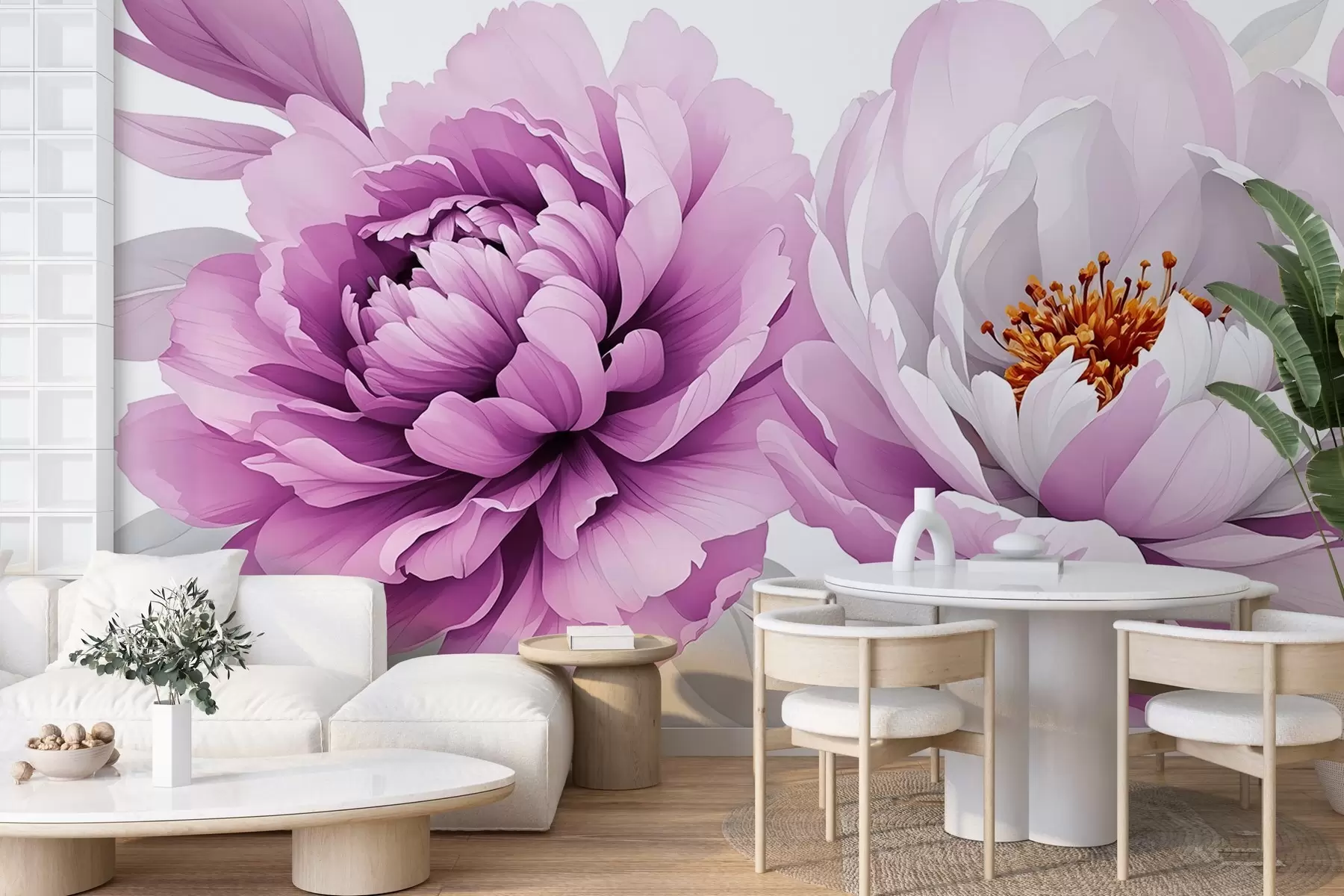 murales de pared Exuberantes peonías acuarela w03558v1
