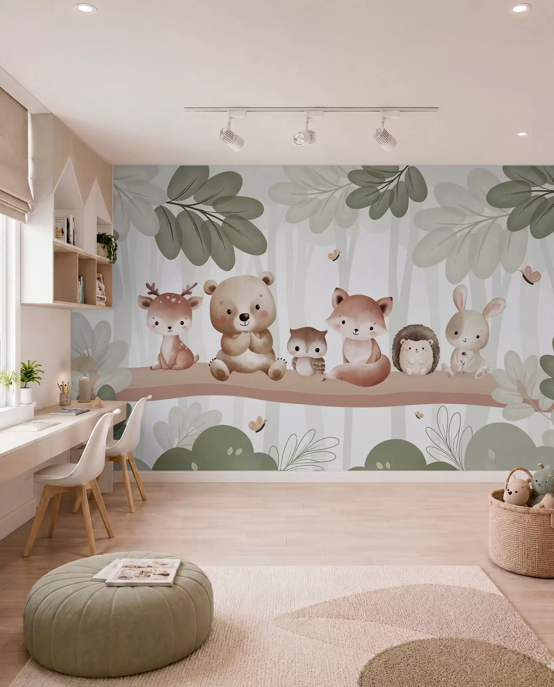 murales de pared Animales del bosque en fila w03411