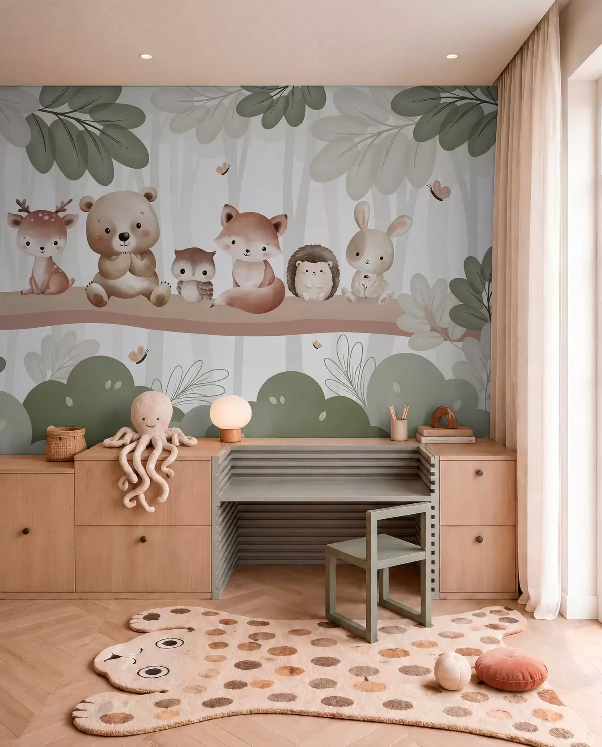 murales de pared Animales del bosque en fila w03411