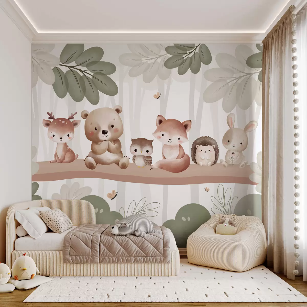 murales de pared Animales del bosque en fila w03411