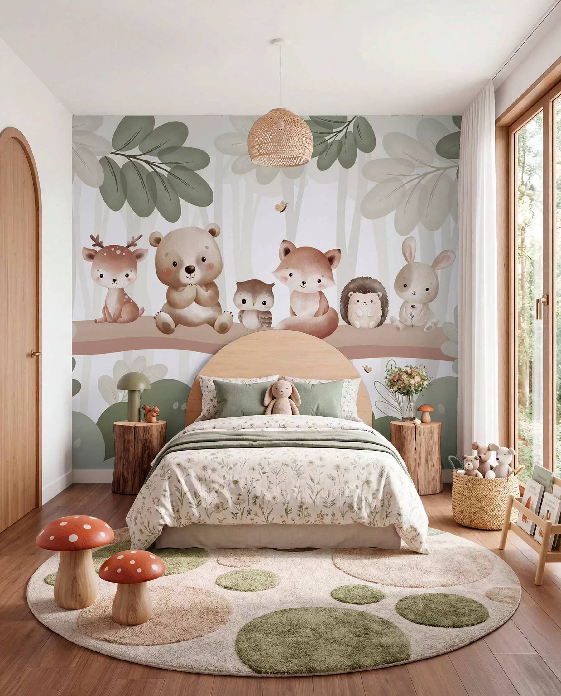 murales de pared Animales del bosque en fila w03411