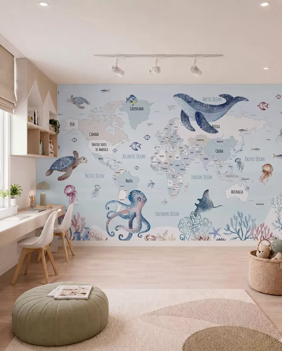 murales de pared Atlas oceánico en inglés w03526