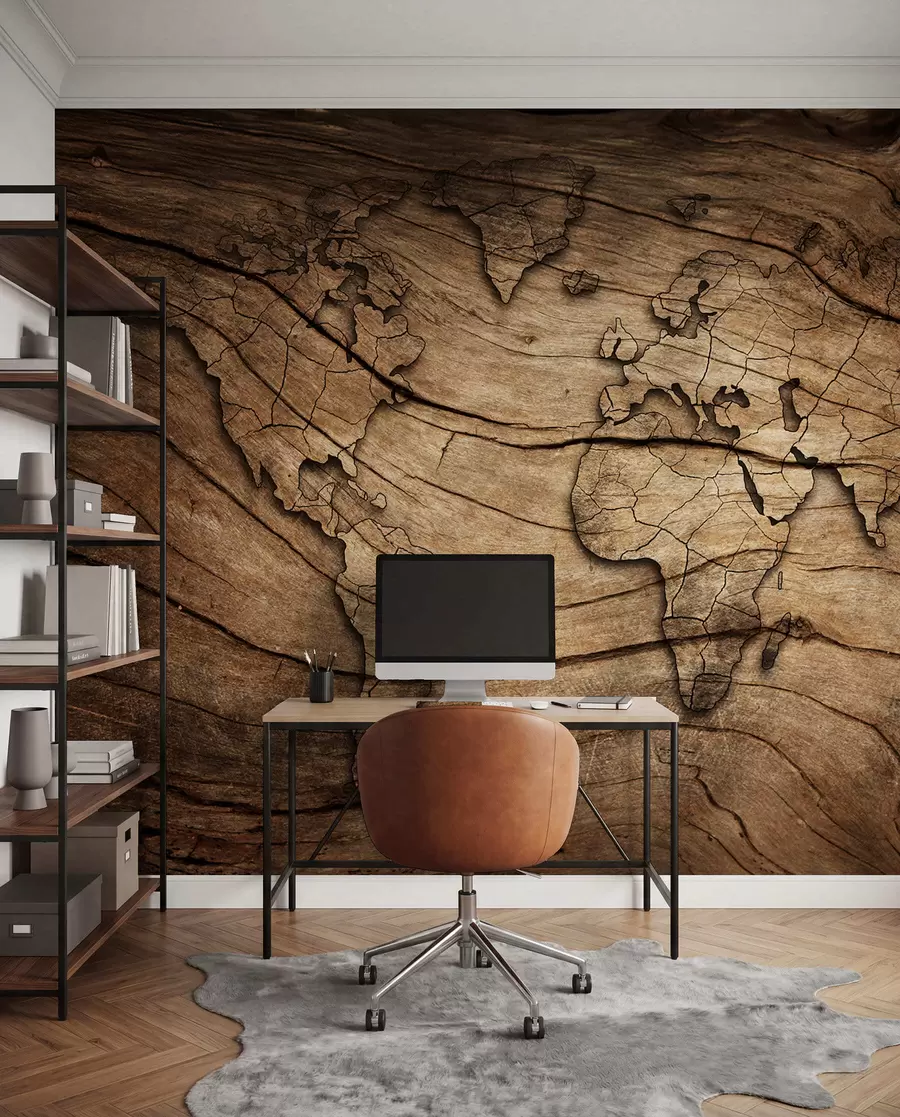 murales de pared mapamundi en madera u53146