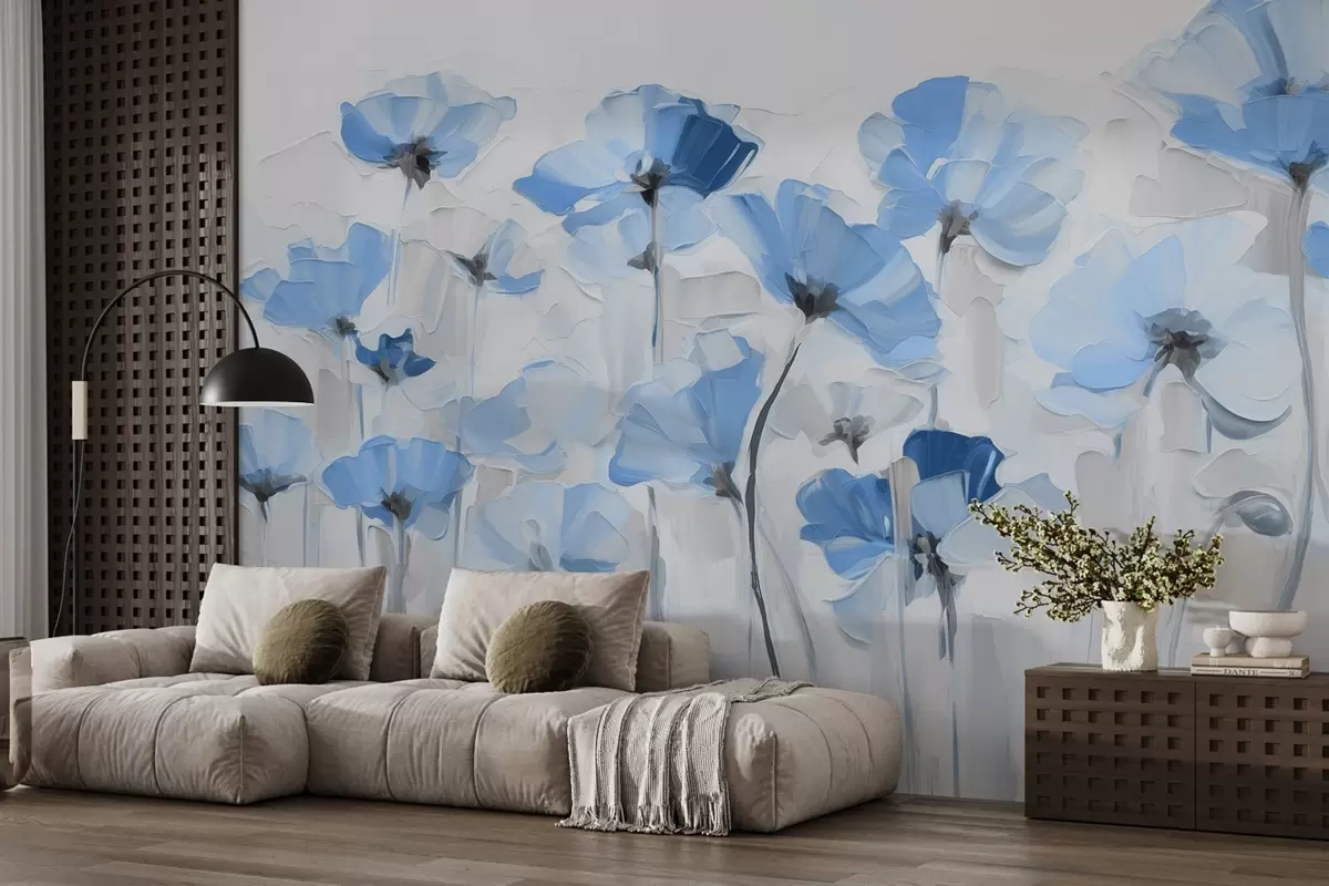 murales de pared Flores abstractas al óleo con grandes pinceladas w03577v2
