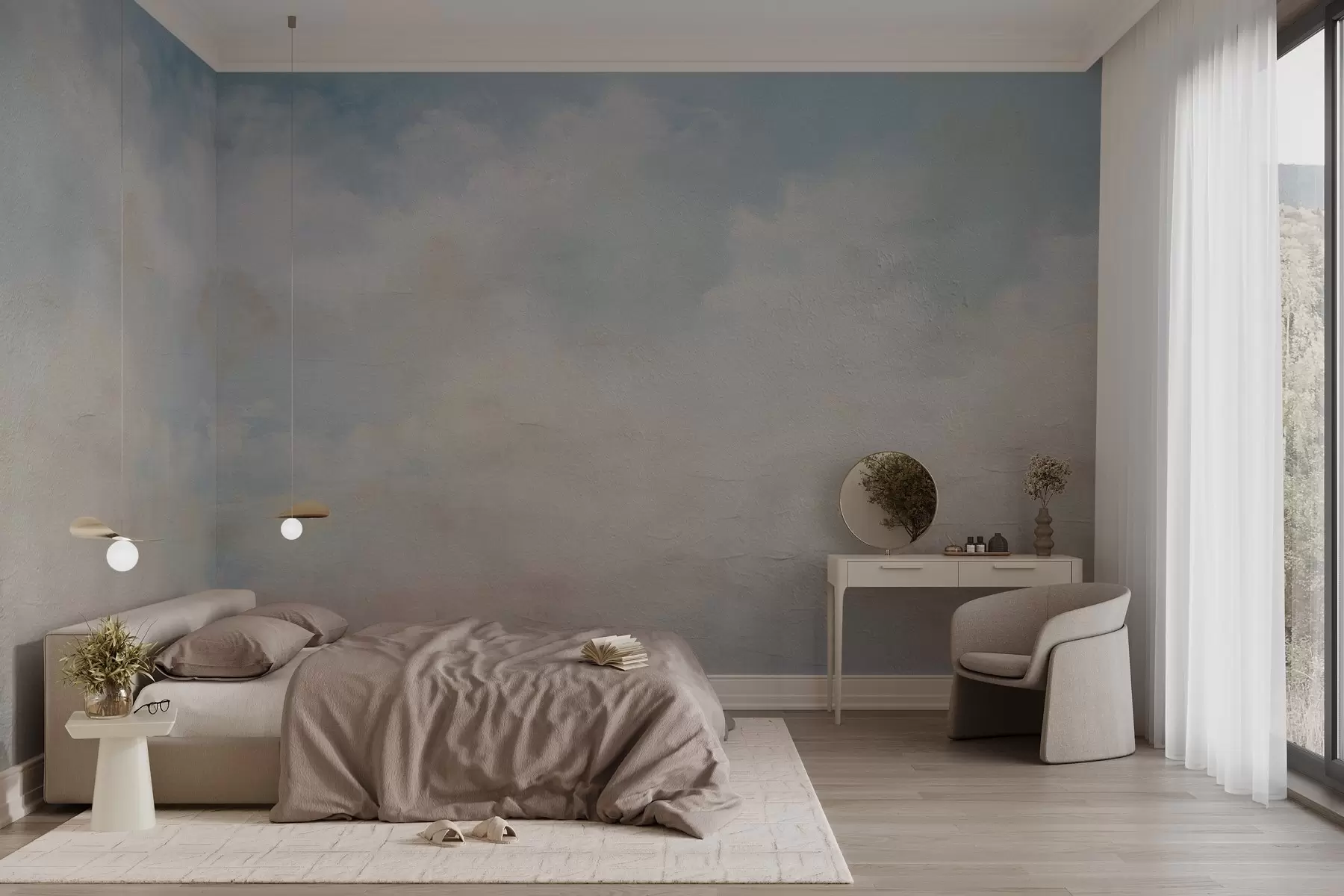 murales de pared Cielo abstracto con nubes en estilo grunge w03603