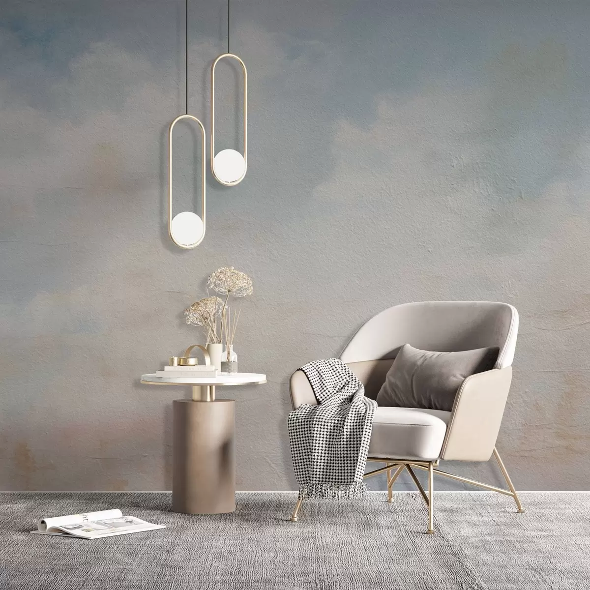 murales de pared Cielo abstracto con nubes en estilo grunge w03603