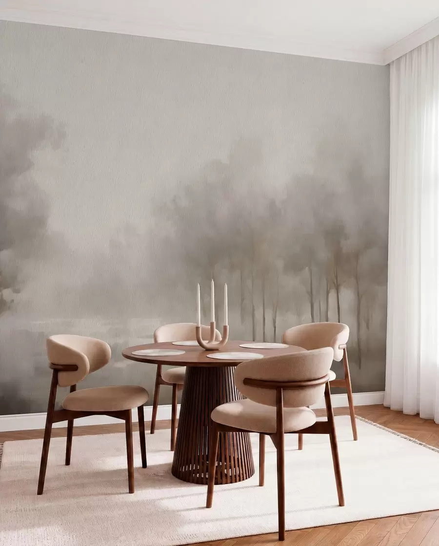 murales de pared Bosque abstracto en tonos grises claros w03596v1