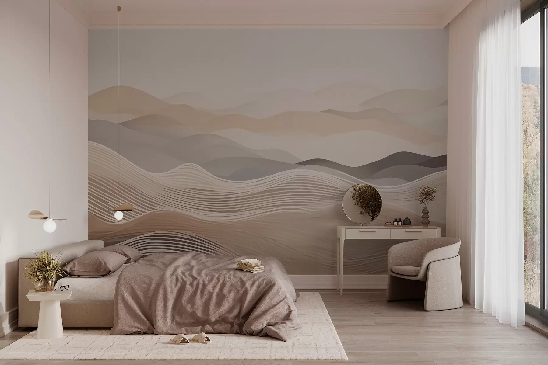 murales de pared Líneas abstractas en forma de ondas w03612