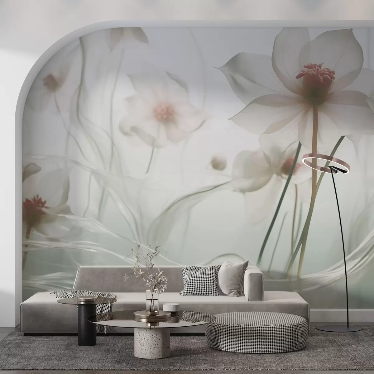 murales de pared Flores de primavera en la niebla w03646v1