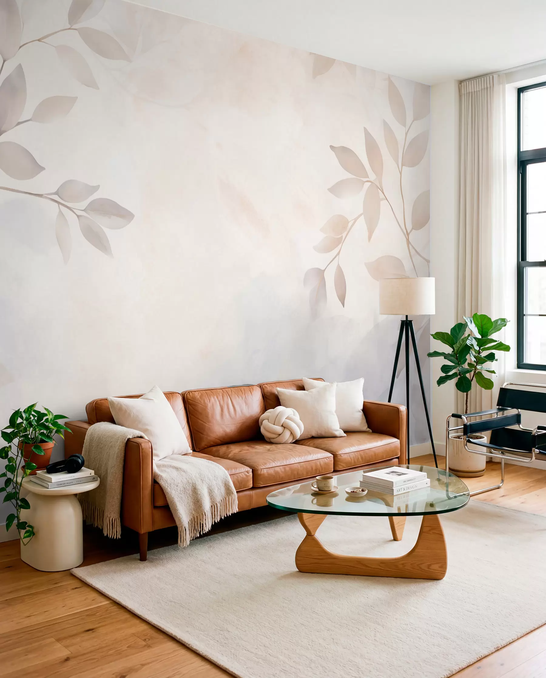 murales de pared Ramitas en bruma perlada w08990
