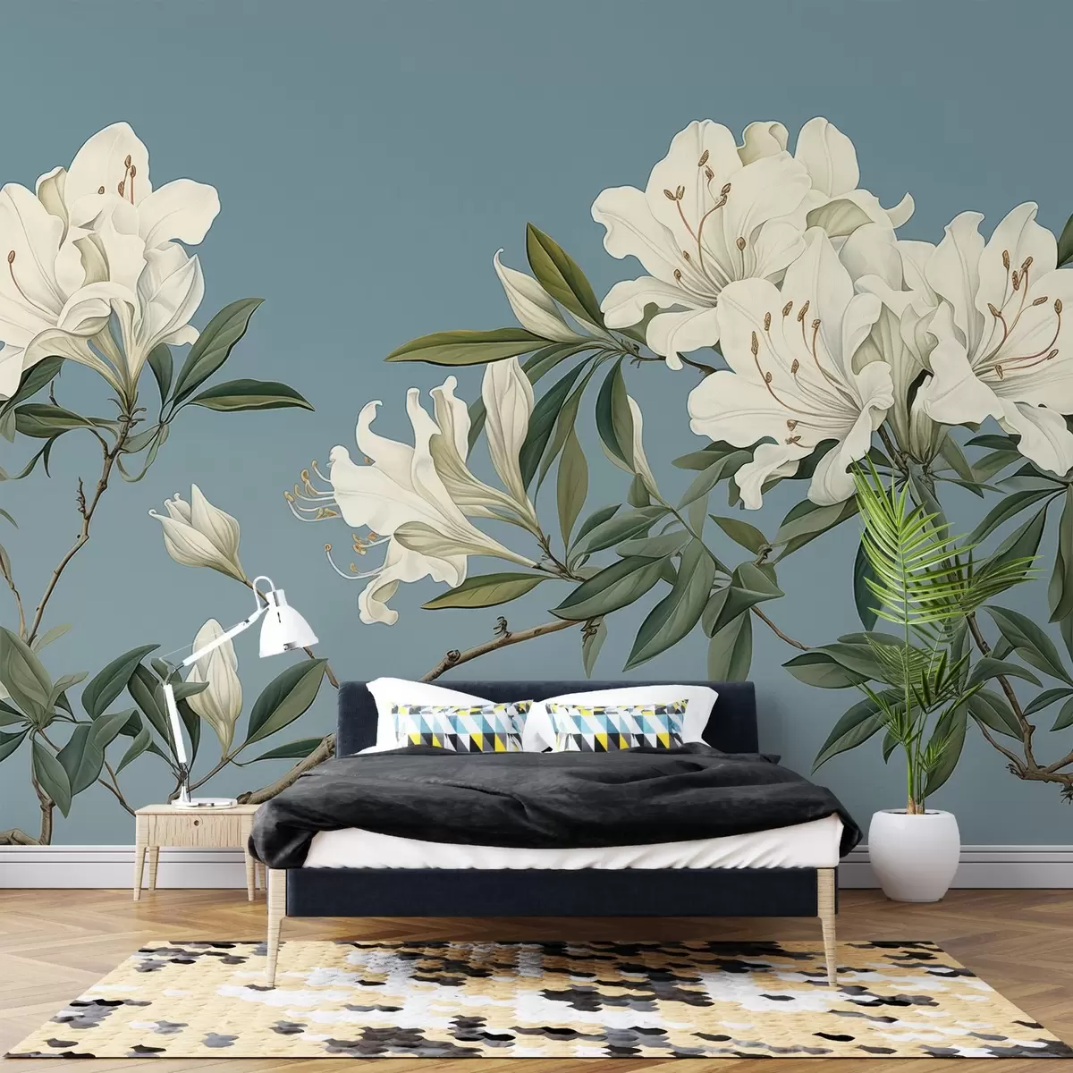 murales de pared Blooming Harmony,Flores blancas, ramas w03786