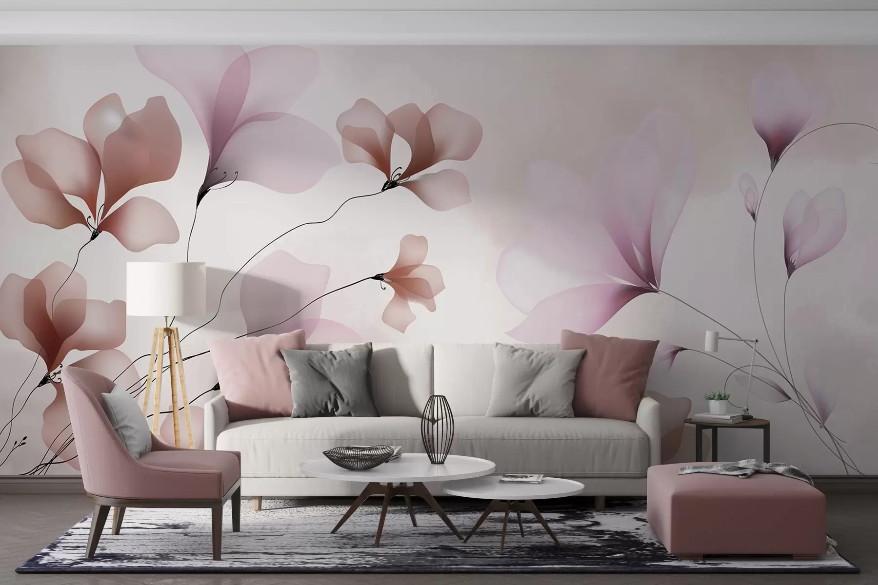 murales de pared Flores delicadas w03714